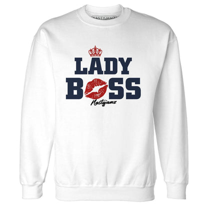 White-Navy-6s-NastyJamz-Sweatshirt-Match-Lady-Boss