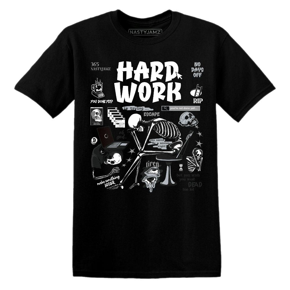 Hard Work.AJ 3 Black Cement.NastyJamz Website T-Shirt 2D