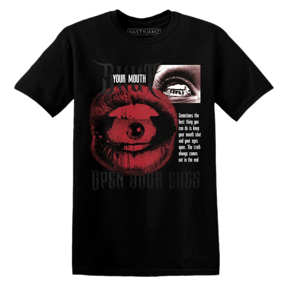 Shut Your Mouth.AJ 11 Bred Velvet.NastyJamz Website T-Shirt 2D
