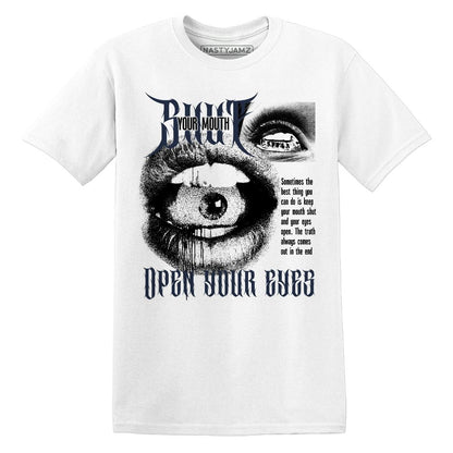 White-Navy-6s-NastyJamz-T-Shirt-Match-Shut-Your-Mouth