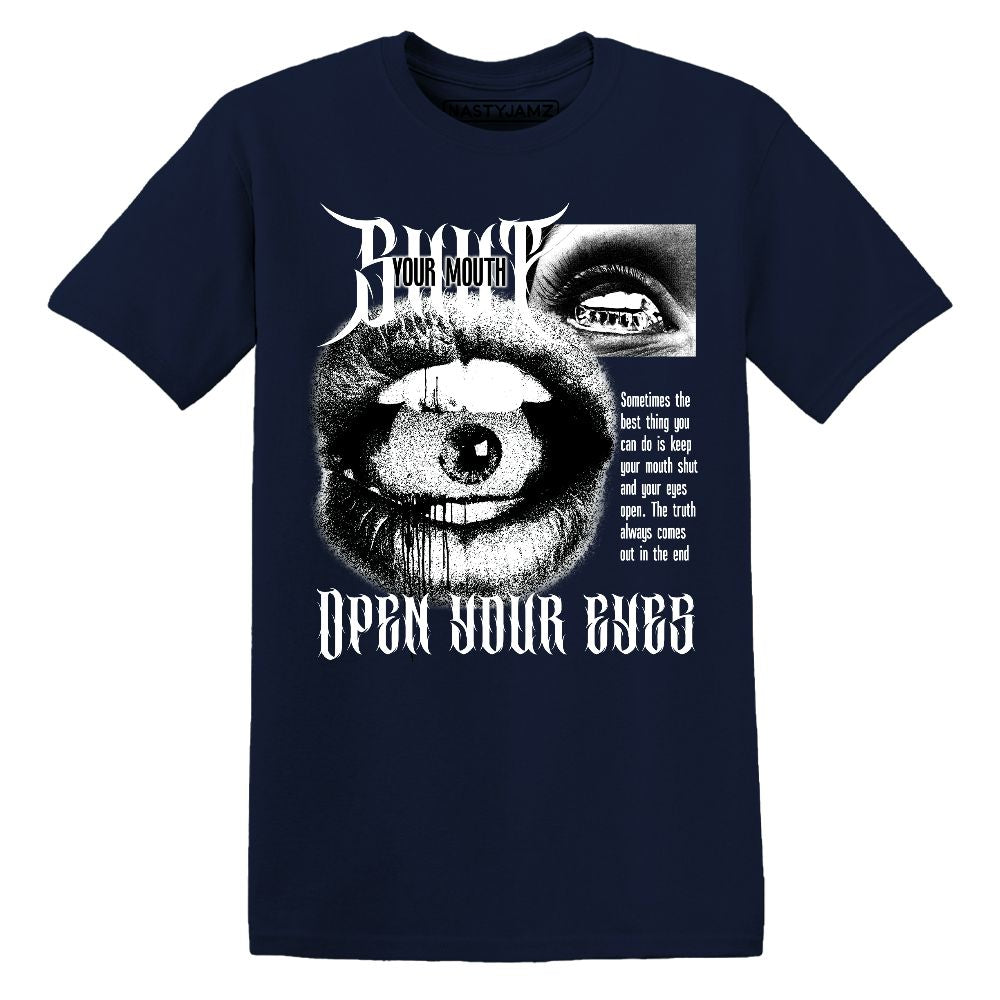 White-Navy-6s-NastyJamz-Premium-T-Shirt-Match-Shut-Your-Mouth