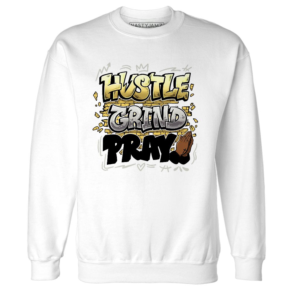 PT-Metallic-Gold-White-12s-NastyJamz-Sweatshirt-Match-Hustle-Grind-Pray