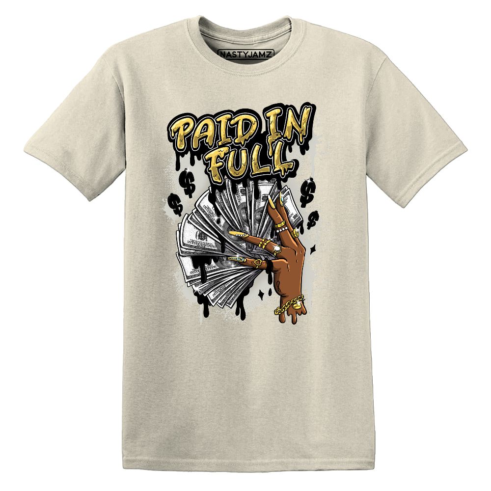 PT-Metallic-Gold-White-12s-NastyJamz-Premium-T-Shirt-Match-Paid-In-Full