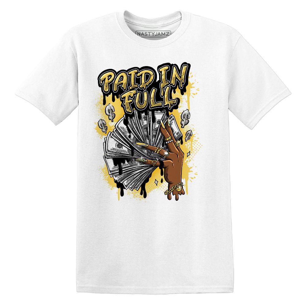 PT-Metallic-Gold-White-12s-NastyJamz-Premium-T-Shirt-Match-Paid-In-Full