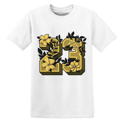 PT-Metallic-Gold-White-12s-NastyJamz-Premium-T-Shirt-Match-23-Floral