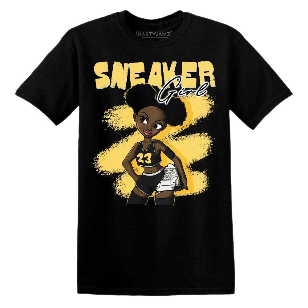 PT-Metallic-Gold-White-12s-NastyJamz-Premium-T-Shirt-Match-Black-Sneaker-Girl