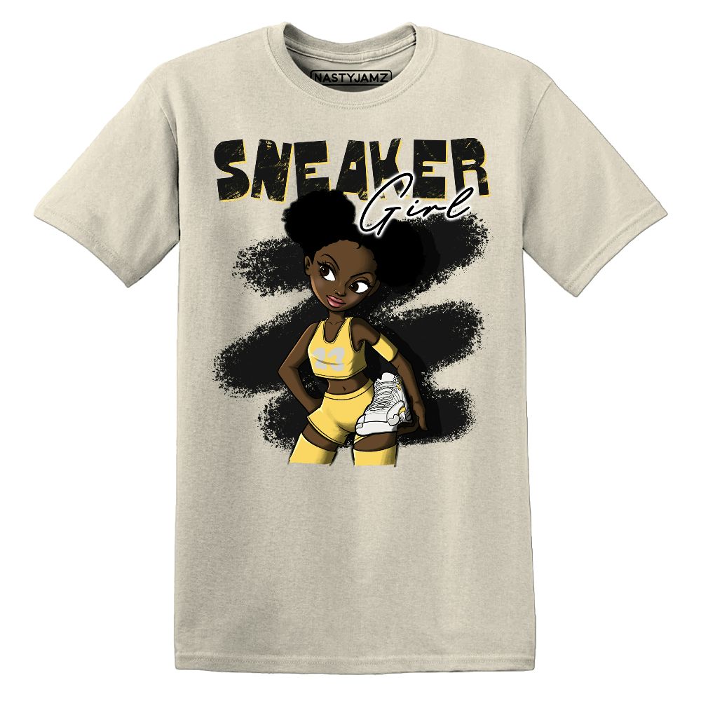 PT-Metallic-Gold-White-12s-NastyJamz-Premium-T-Shirt-Match-Black-Sneaker-Girl