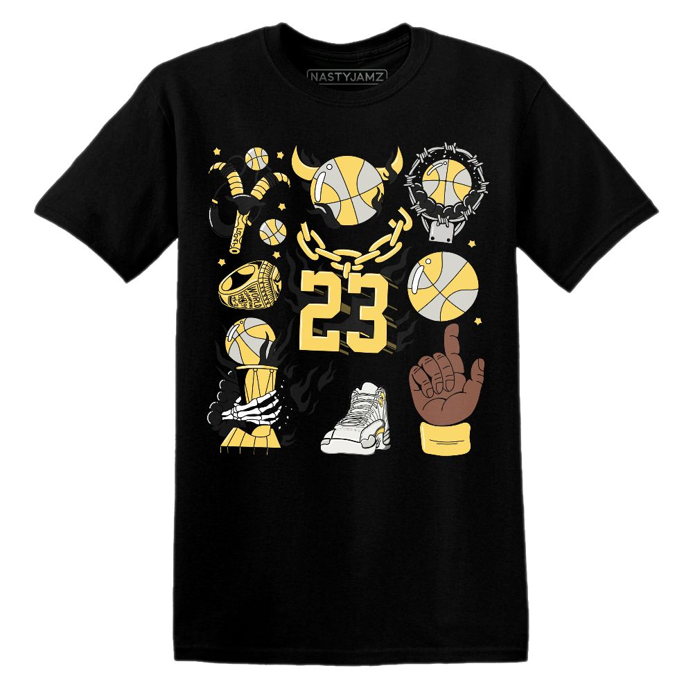 PT-Metallic-Gold-White-12s-NastyJamz-Premium-T-Shirt-Match-Neclaces-Number-23