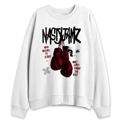 White-Team-Red-1s-NastyJamz-Sweatshirt-Match-Fight-Count-Cost