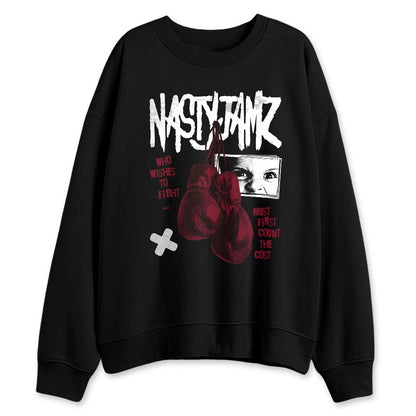 White-Team-Red-1s-NastyJamz-Sweatshirt-Match-Fight-Count-Cost