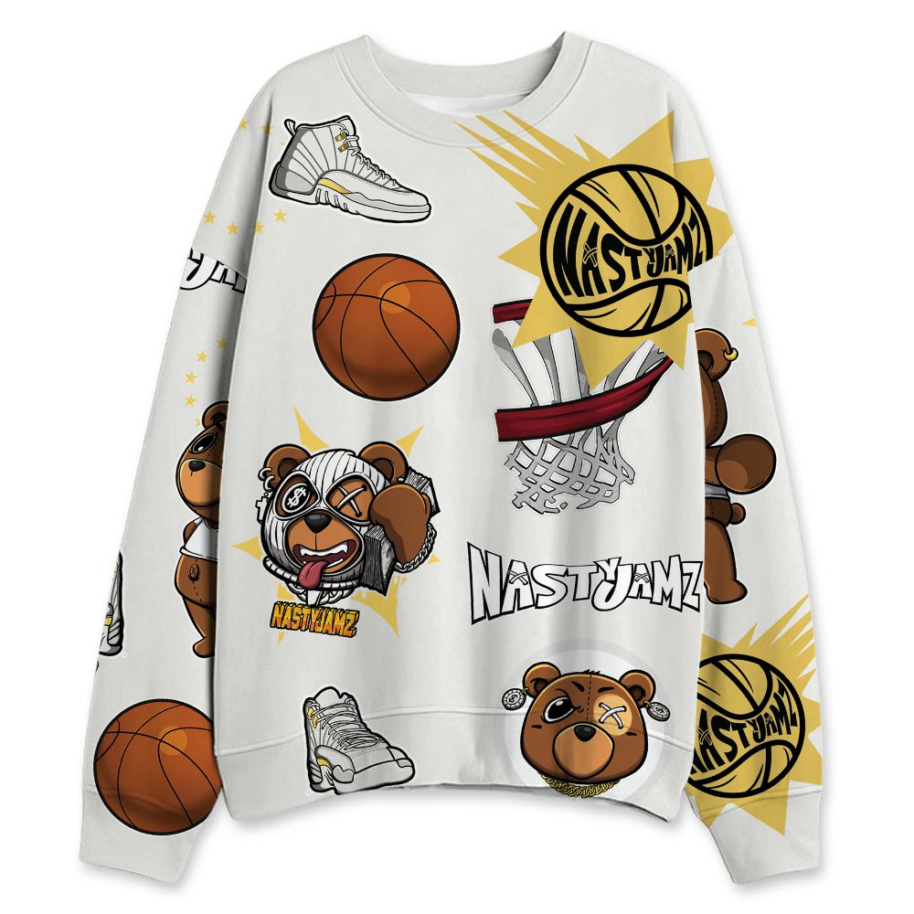 PT-Metallic-Gold-White-12s-NastyJamz-Sweatshirt-Match-BER-Icon-Wallpapers-All-Over-Print