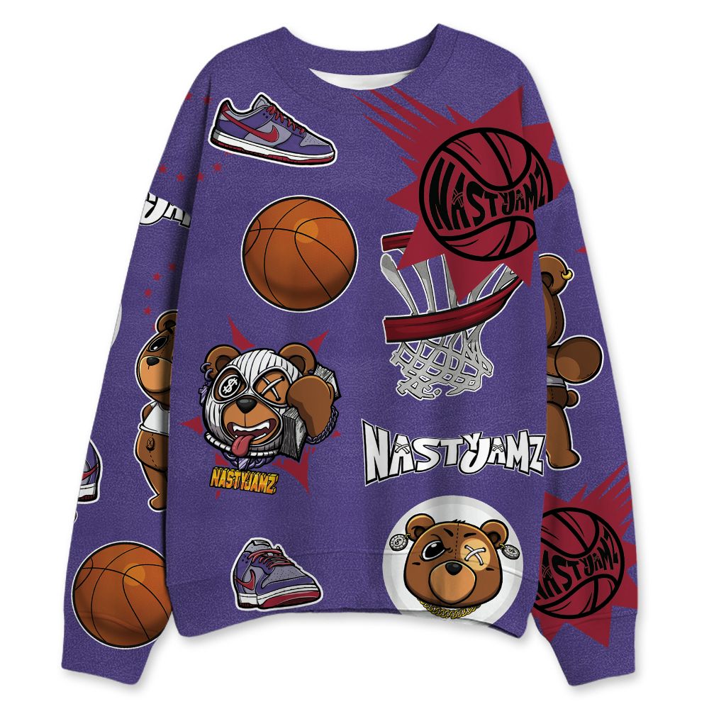 Dunk-Low-Plum-Purple-Red-NastyJamz-Sweatshirt-Match-BER-Icon-Wallpapers-All-Over-Print