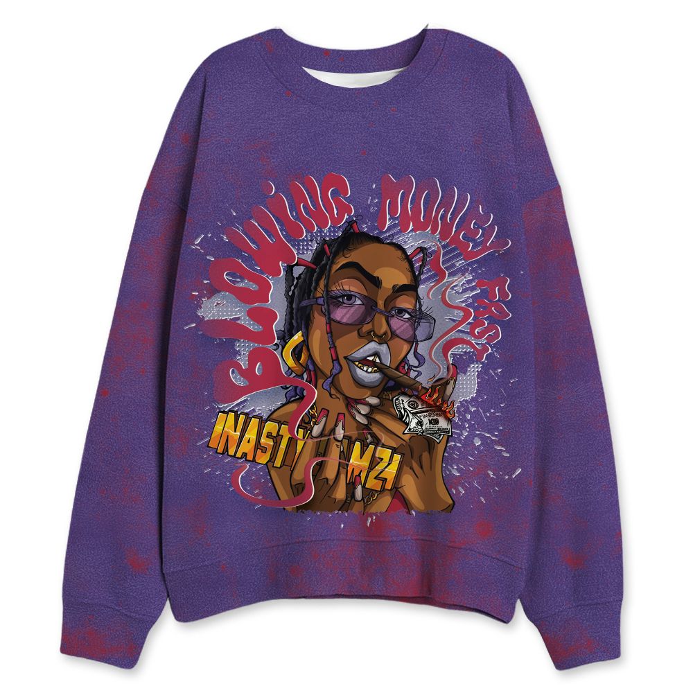 Dunk-Low-Plum-Purple-Red-NastyJamz-Sweatshirt-Match-Blowing-Money-Fast-Girl-All-Over-Print