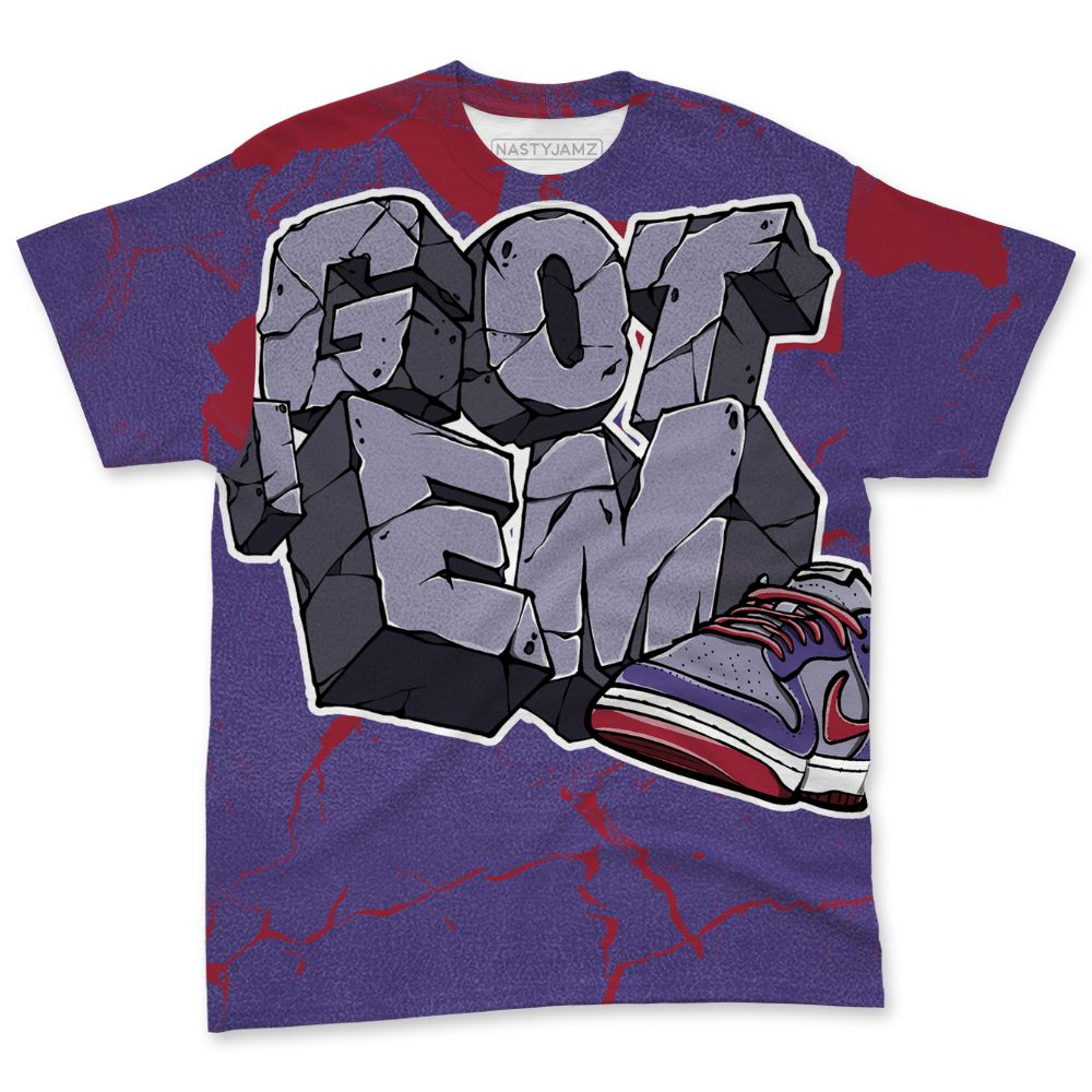 Dunk-Low-Plum-Purple-Red-NastyJamz-T-Shirt-Match-Got-Em-All-Over-Print