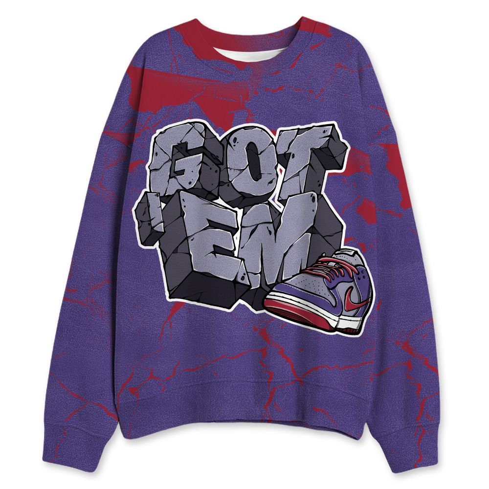 Dunk-Low-Plum-Purple-Red-NastyJamz-Sweatshirt-Match-Got-Em-All-Over-Print