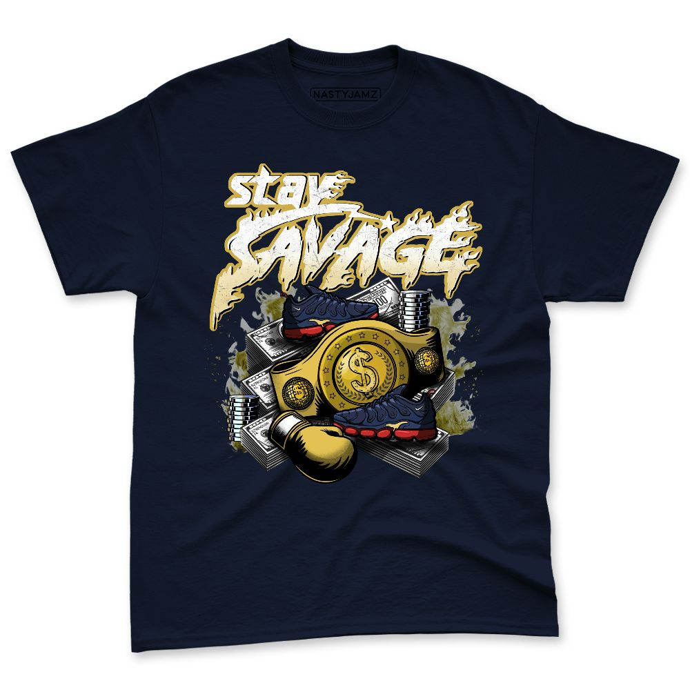 VaporMax-Gold-Navy-Midnight-NastyJamz-Premium-T-Shirt-Match-Stay-Savage