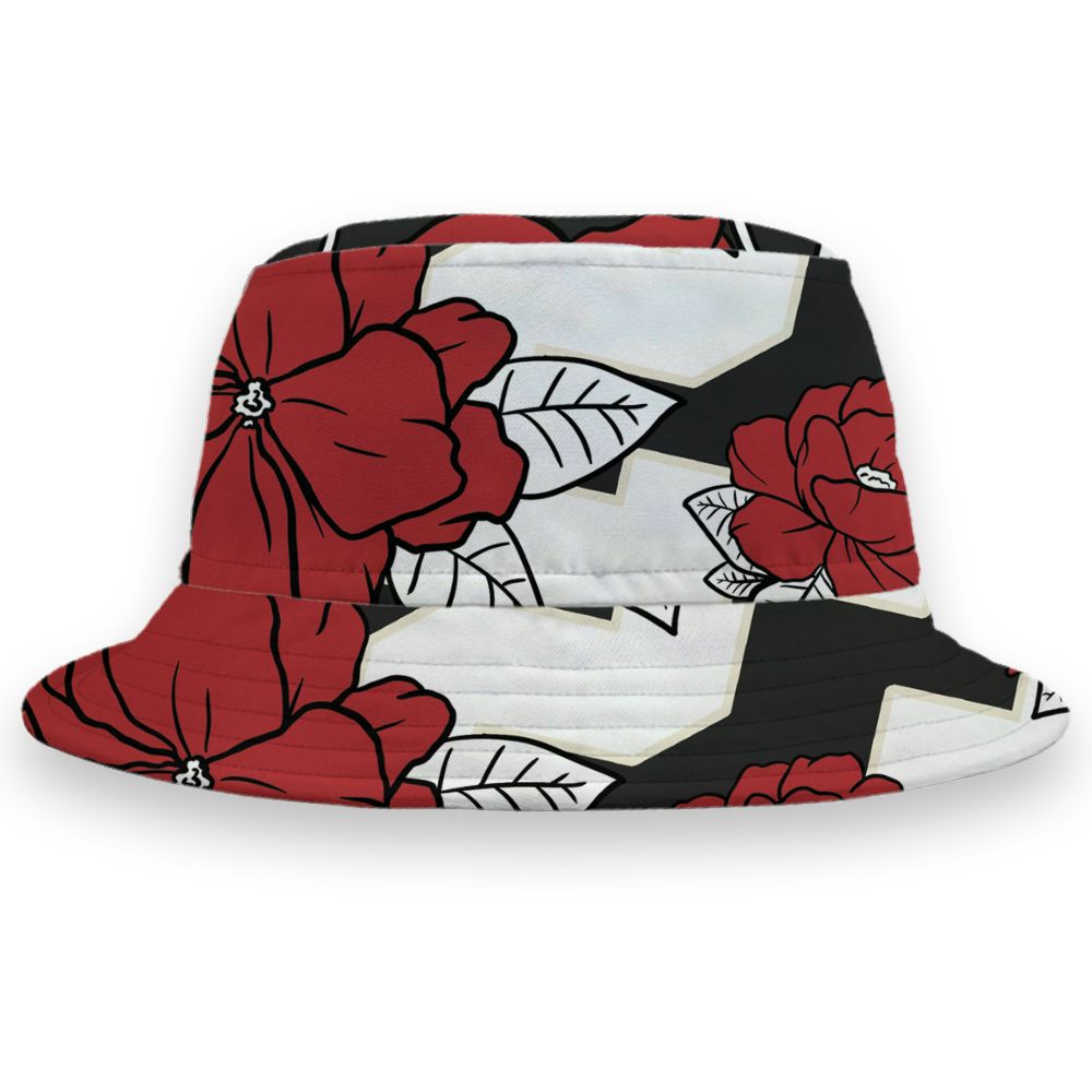 Black-Toe-Reimagined-1s-NastyJamz-Bucket-Hat-Match-23-Floral-3D-All-Over-Print-Flower