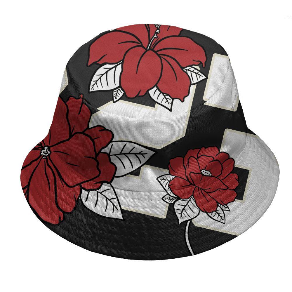 Black-Toe-Reimagined-1s-NastyJamz-Bucket-Hat-Match-23-Floral-3D-All-Over-Print-Flower