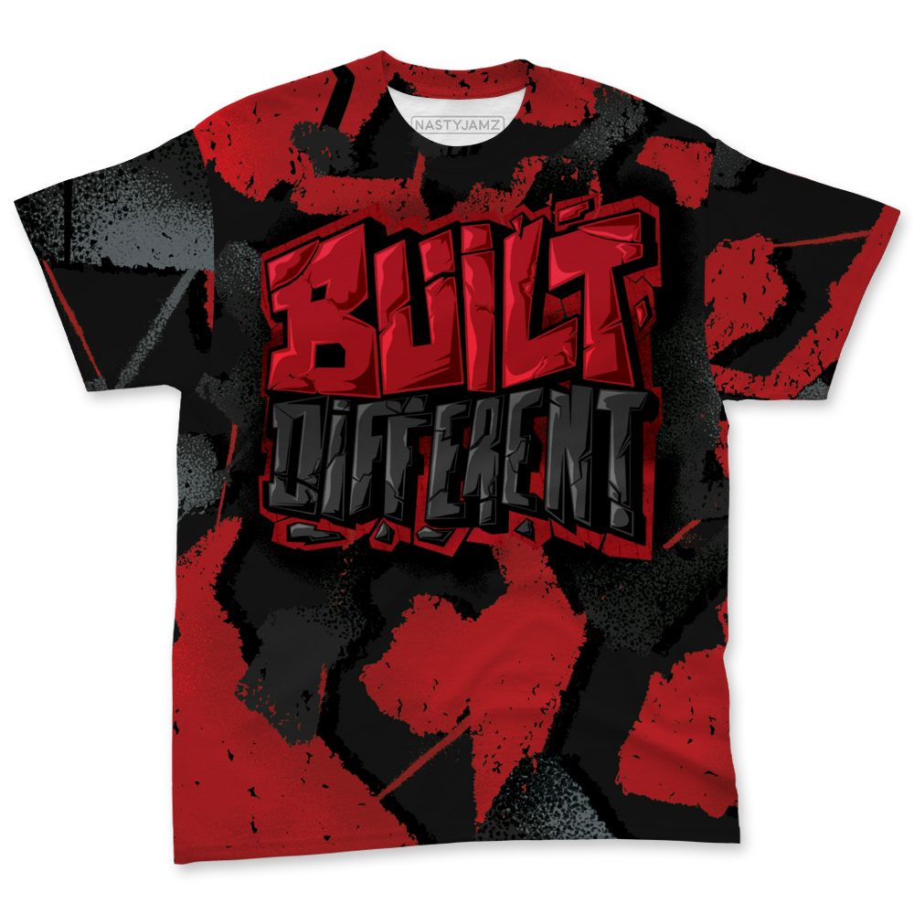 Flu-Game-12s-NastyJamz-Red-Black-T-Shirt-Match-Built-Different-All-Over-Print-Broken