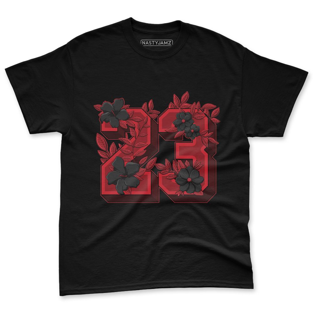 Flu-Game-12s-NastyJamz-Red-Black-White-Premium-T-Shirt-Match-23-Floral