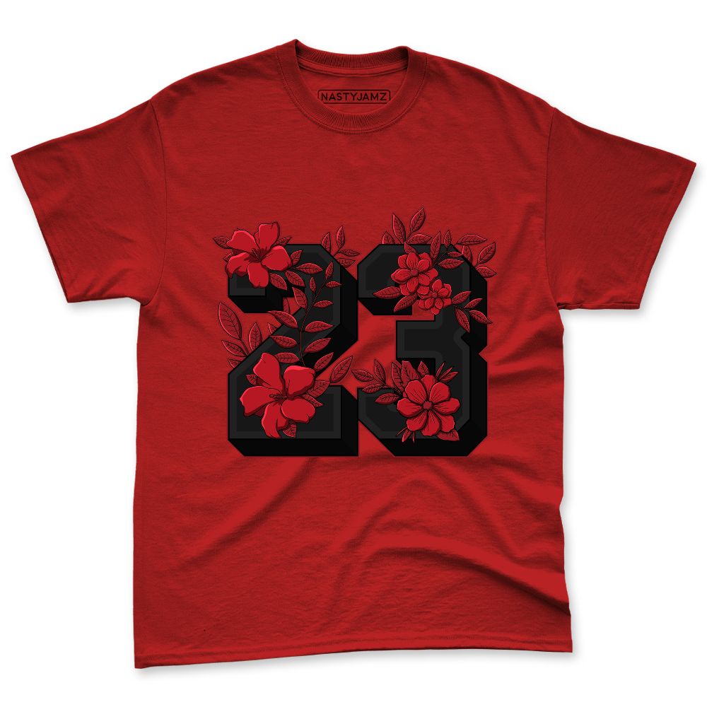 Flu-Game-12s-NastyJamz-Red-Black-White-Premium-T-Shirt-Match-23-Floral