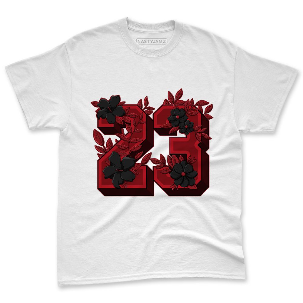 Flu-Game-12s-NastyJamz-Red-Black-White-Premium-T-Shirt-Match-23-Floral