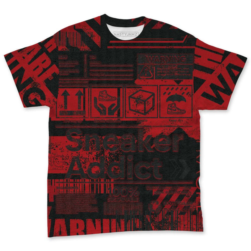 Flu-Game-12s-NastyJamz-Red-Black-T-Shirt-Match-Sneaker-Addict-All-Over-Print-Warning