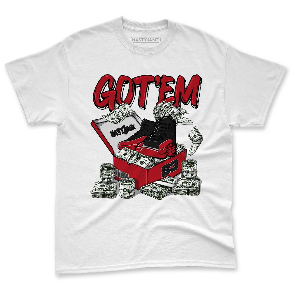 Flu-Game-12s-NastyJamz-Red-Black-White-Premium-T-Shirt-Match-Dollar-Sneaker-Box