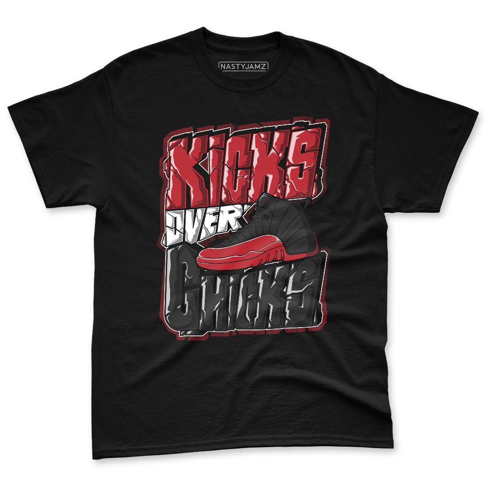 Flu-Game-12s-NastyJamz-Red-Black-White-Premium-T-Shirt-Match-Kicks-Over-Chicks