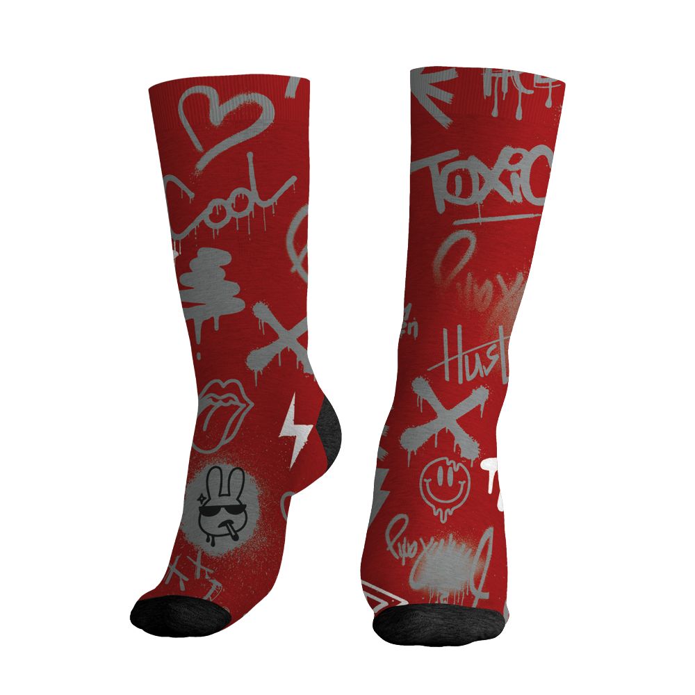 U.nion-Varsity-Red-Shadow-Grey-1s-NastyJamz-Socks-Match-Graffiti-King-All-Over-Print-Doodle-Style