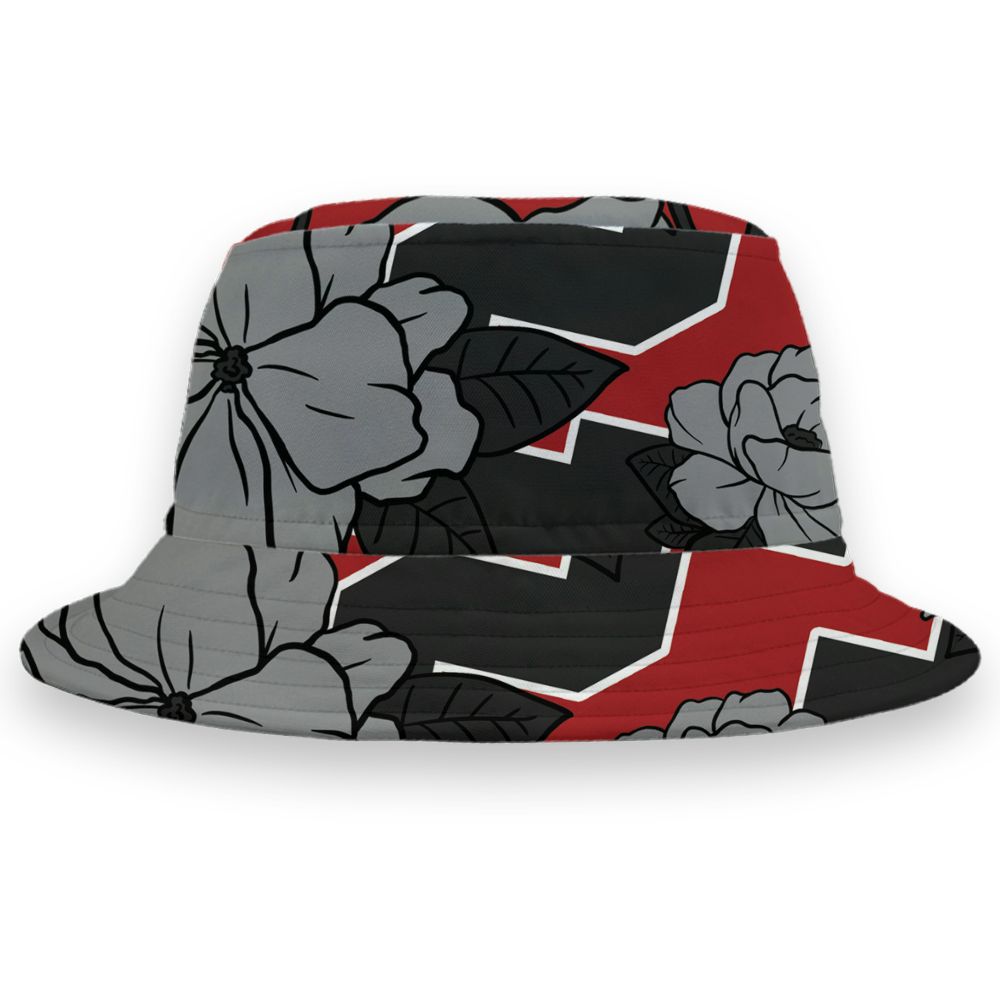 Union-Varsity-Red-Shadow-Grey-1s-NastyJamz-Bucket-Hat-Match-23-Floral-3D-All-Over-Print-Flower
