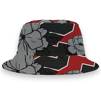 Union-Varsity-Red-Shadow-Grey-1s-NastyJamz-Bucket-Hat-Match-23-Floral-3D-All-Over-Print-Flower