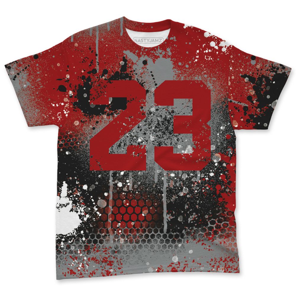 U.nion-Varsity-Red-Shadow-Grey-1s-NastyJamz-T-Shirt-Match-23-Painted-Graffiti