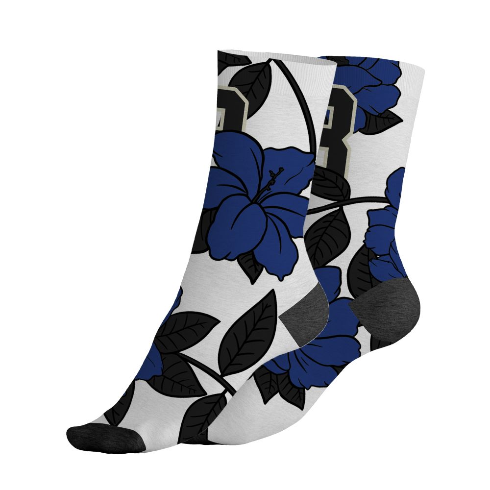 Rare-Air-Deep-Royal-Blue-1s-NastyJamz-Socks-Match-23-Floral-All-Over-Print-Flower