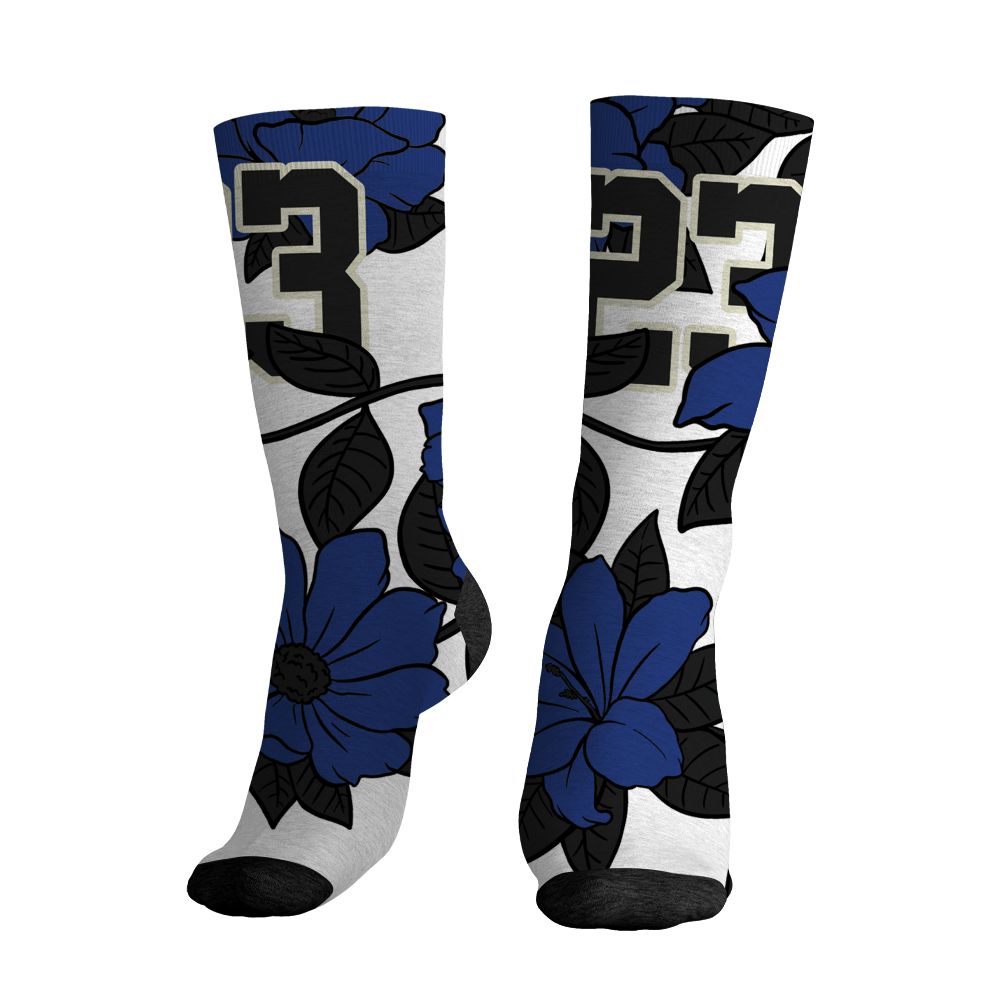 Rare-Air-Deep-Royal-Blue-1s-NastyJamz-Socks-Match-23-Floral-All-Over-Print-Flower