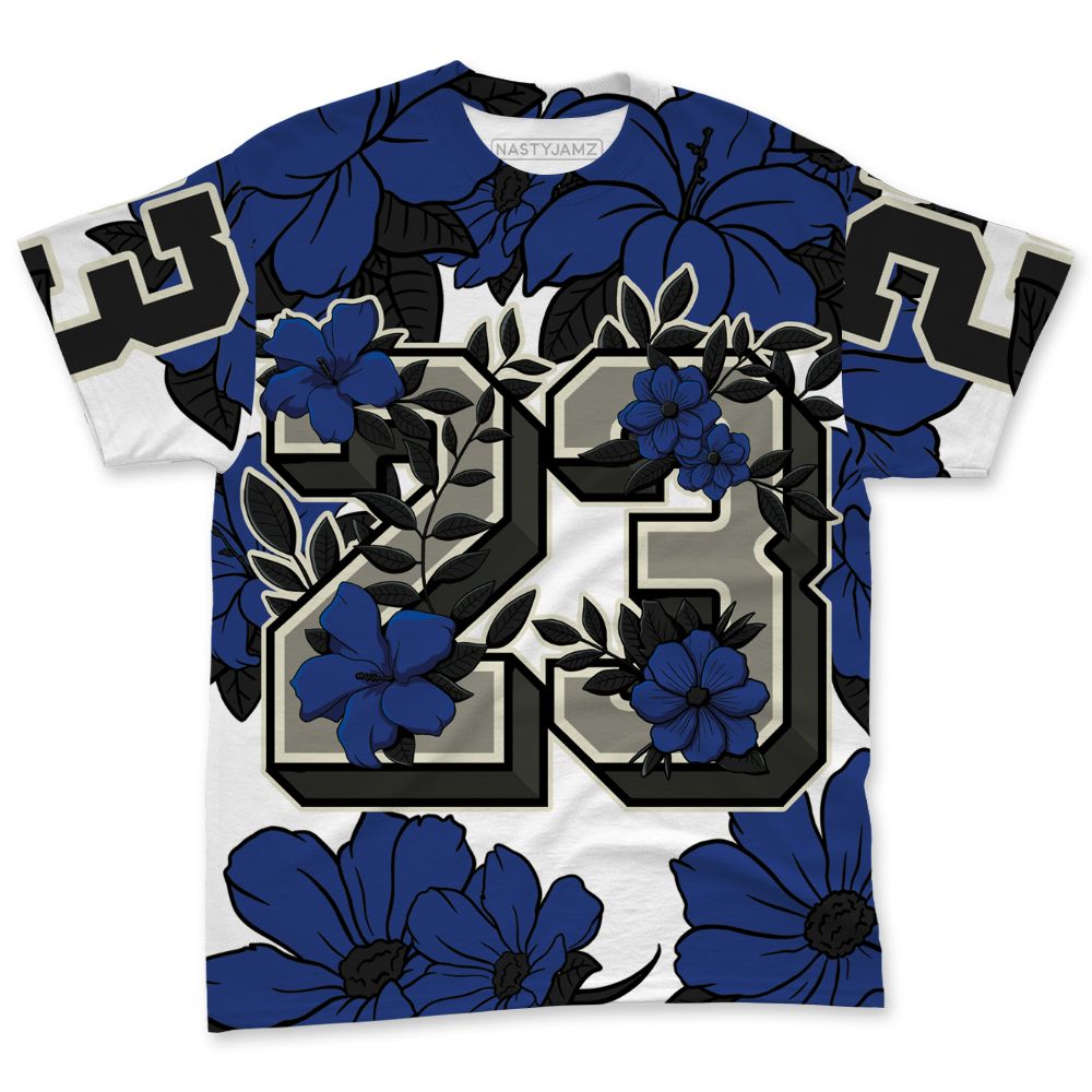 Rare-Air-Deep-Royal-Blue-1s-NastyJamz-T-Shirt-Match-23-Floral-All-Over-Print-Flower