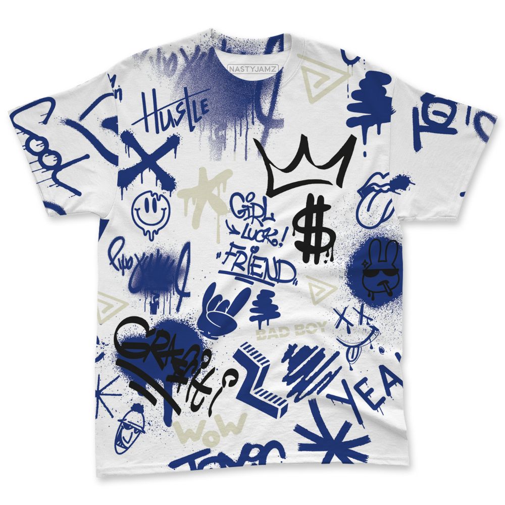 Rare-Air-Deep-Royal-Blue-1s-NastyJamz-T-Shirt-Match-Graffiti-King-All-Over-Print-Doodle-Style
