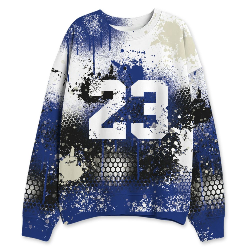 Rare-Air-Deep-Royal-Blue-1s-NastyJamz-Sweatshirt-Match-23-Painted-Graffiti