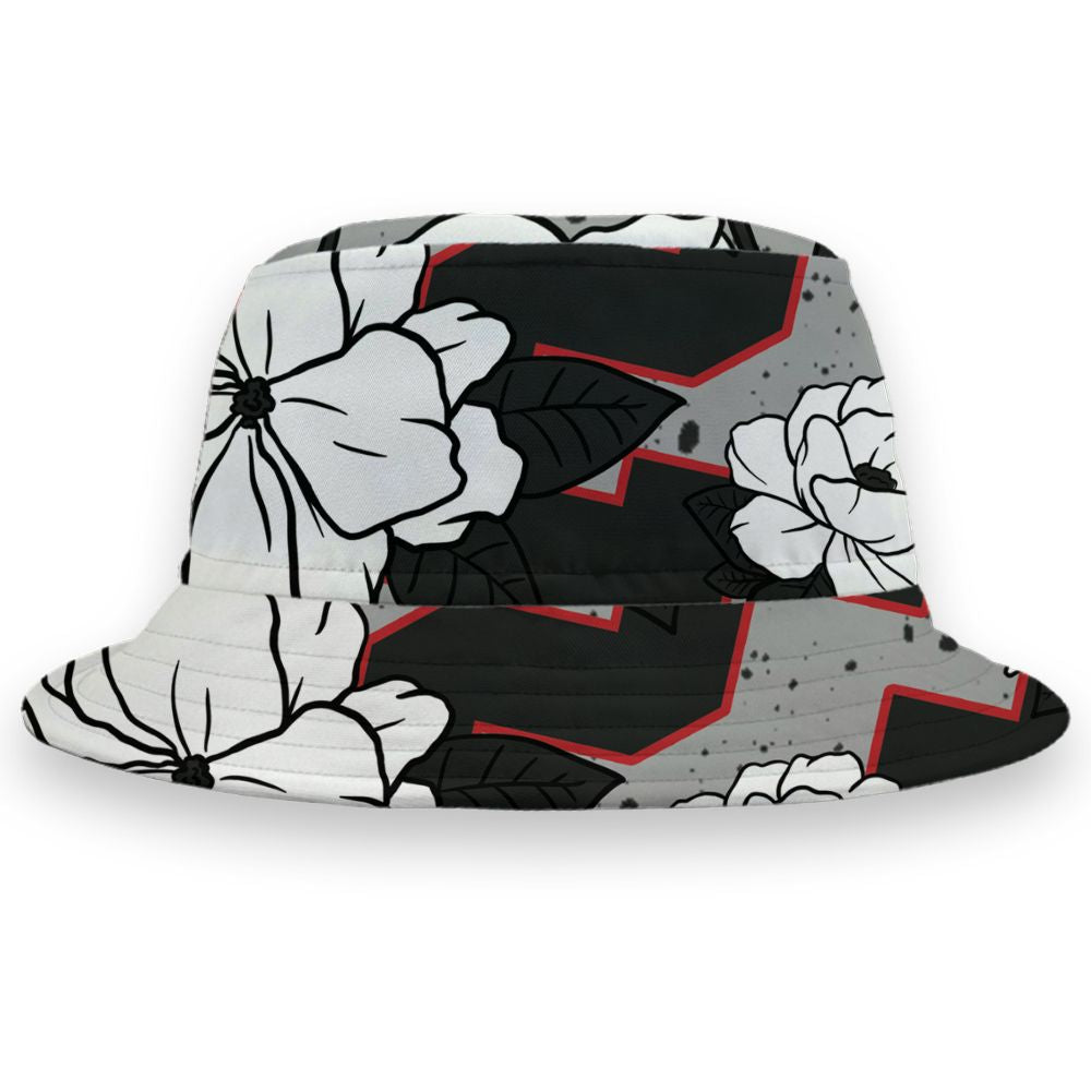 White-Cement-4s-NastyJamz-Bucket-Hat-Match-23-Floral-3D-All-Over-Print-Flower