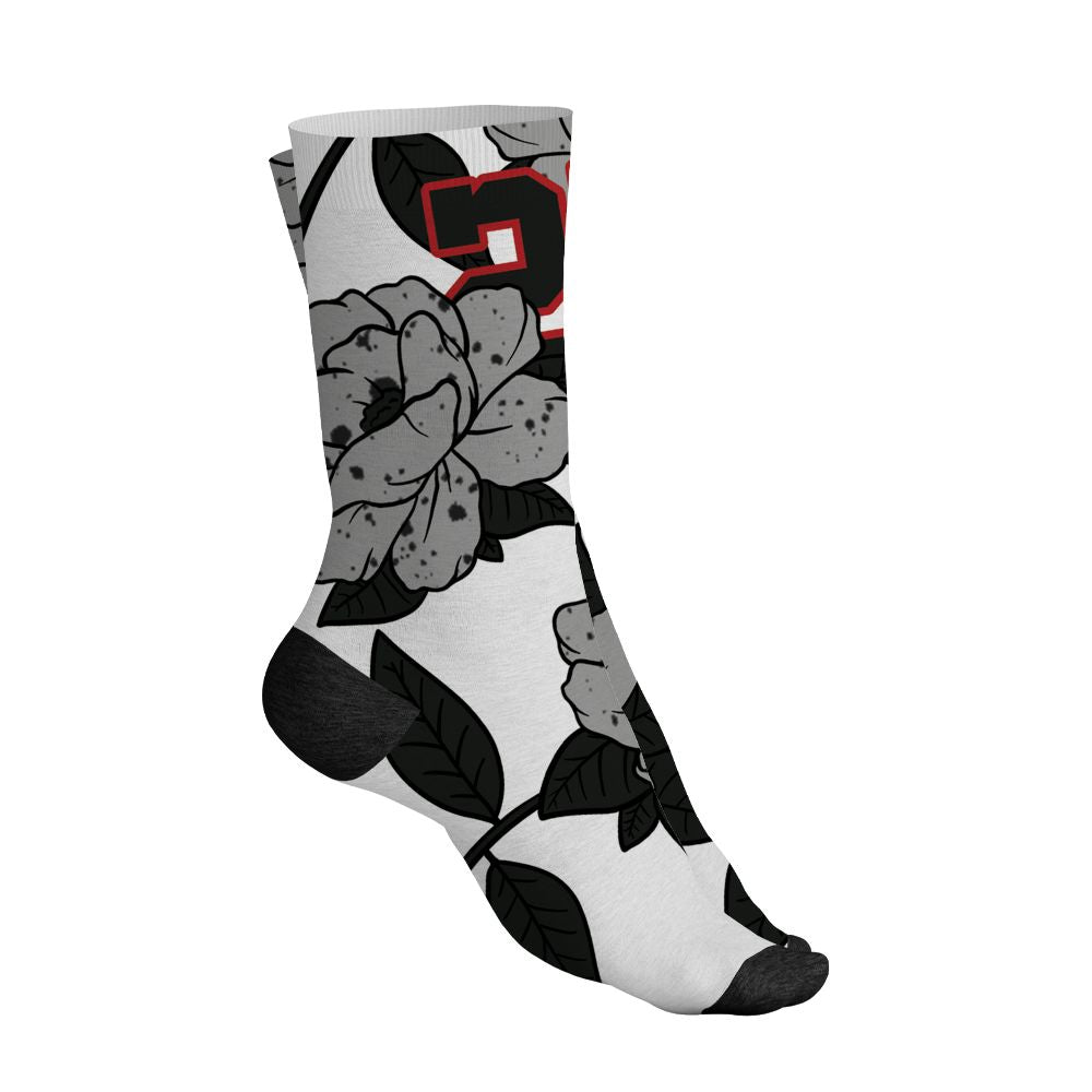 White-Cement-4s-NastyJamz-Socks-Match-23-Floral-All-Over-Print-Flower