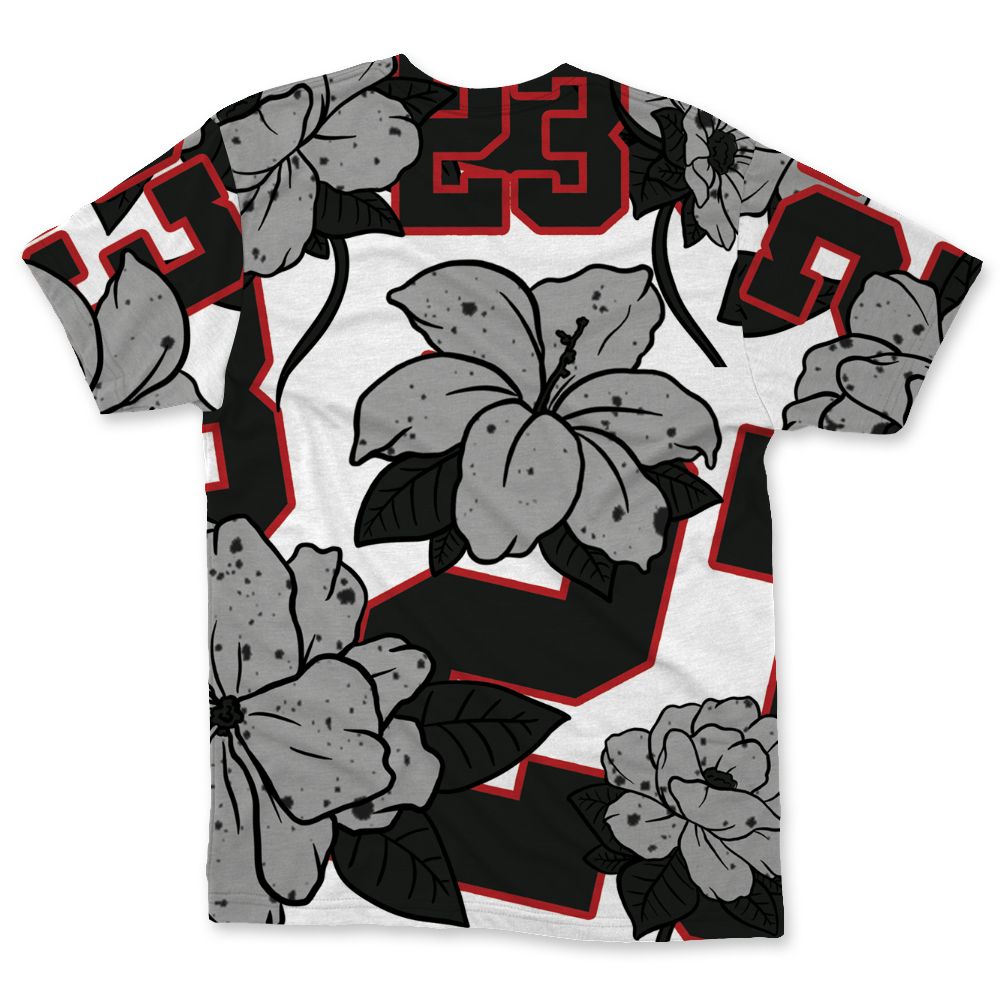White-Cement-4s-NastyJamz-T-Shirt-Match-23-Floral-All-Over-Print-Flower
