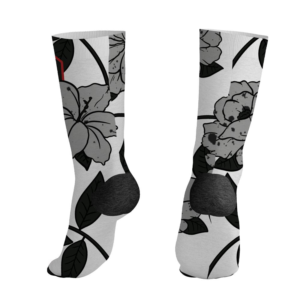 White-Cement-4s-NastyJamz-Socks-Match-23-Floral-All-Over-Print-Flower