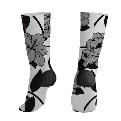 White-Cement-4s-NastyJamz-Socks-Match-23-Floral-All-Over-Print-Flower