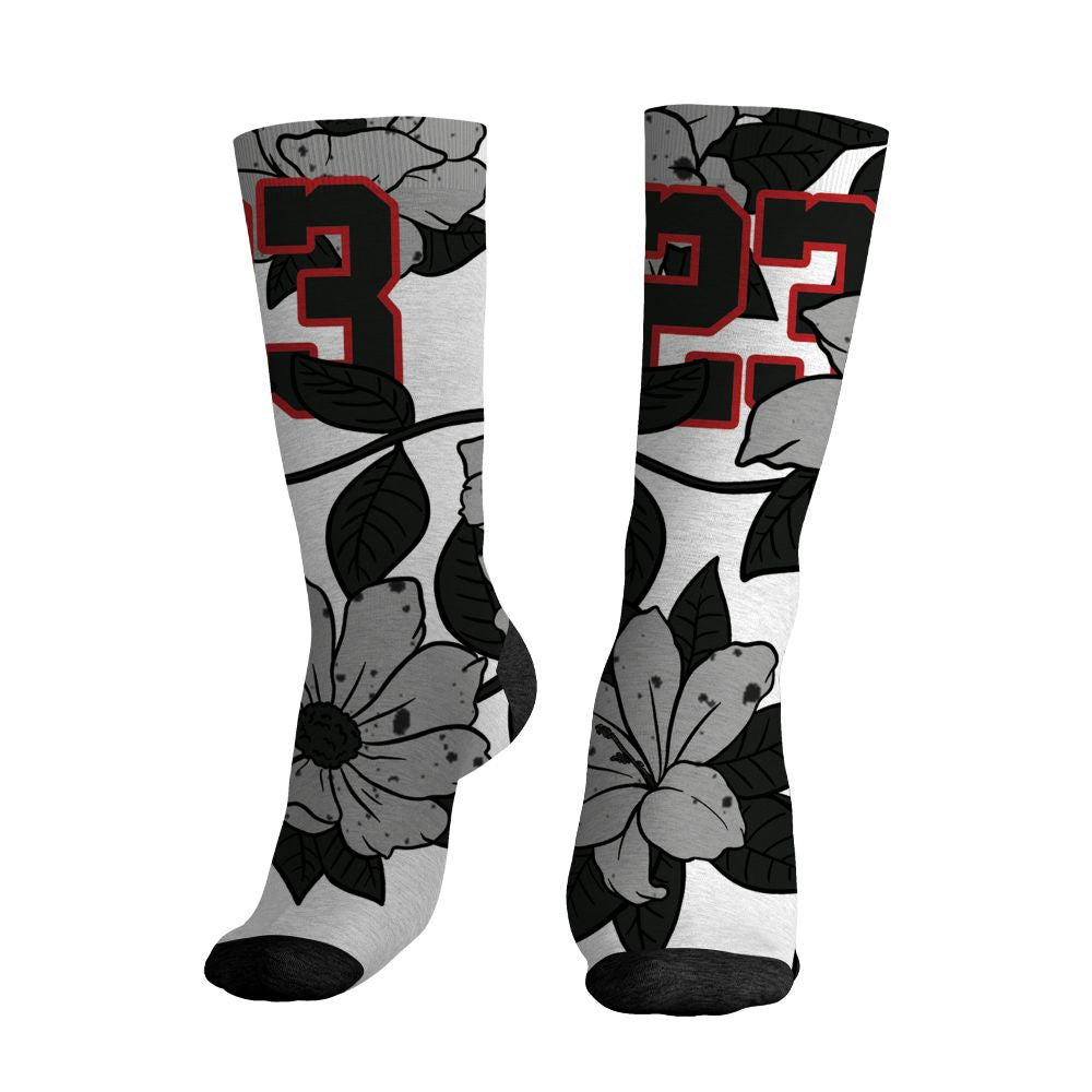 White-Cement-4s-NastyJamz-Socks-Match-23-Floral-All-Over-Print-Flower