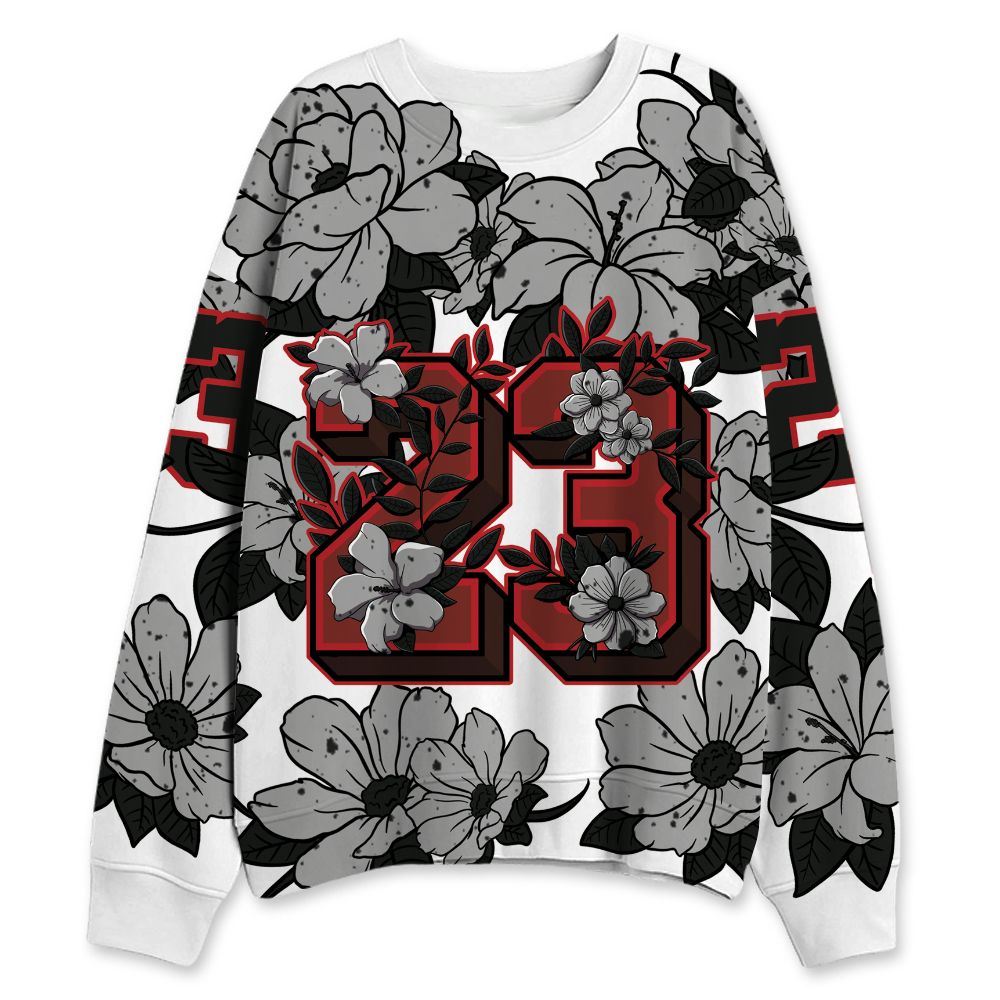 White-Cement-4s-NastyJamz-Sweatshirt-Match-23-Floral-All-Over-Print-Flower