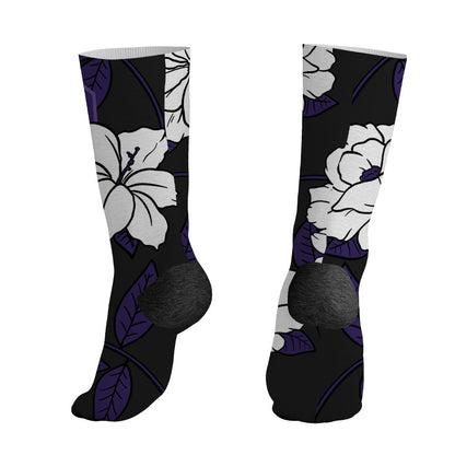 AM-CB-94-Black-Pure-Purple-NastyJamz-Socks-Match-23-Floral-All-Over-Print-Flower