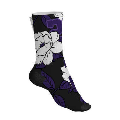 AM-CB-94-Black-Pure-Purple-NastyJamz-Socks-Match-23-Floral-All-Over-Print-Flower