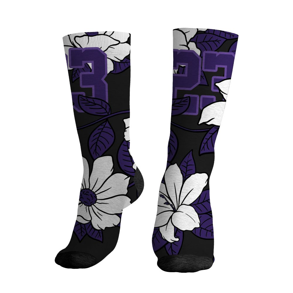 AM-CB-94-Black-Pure-Purple-NastyJamz-Socks-Match-23-Floral-All-Over-Print-Flower