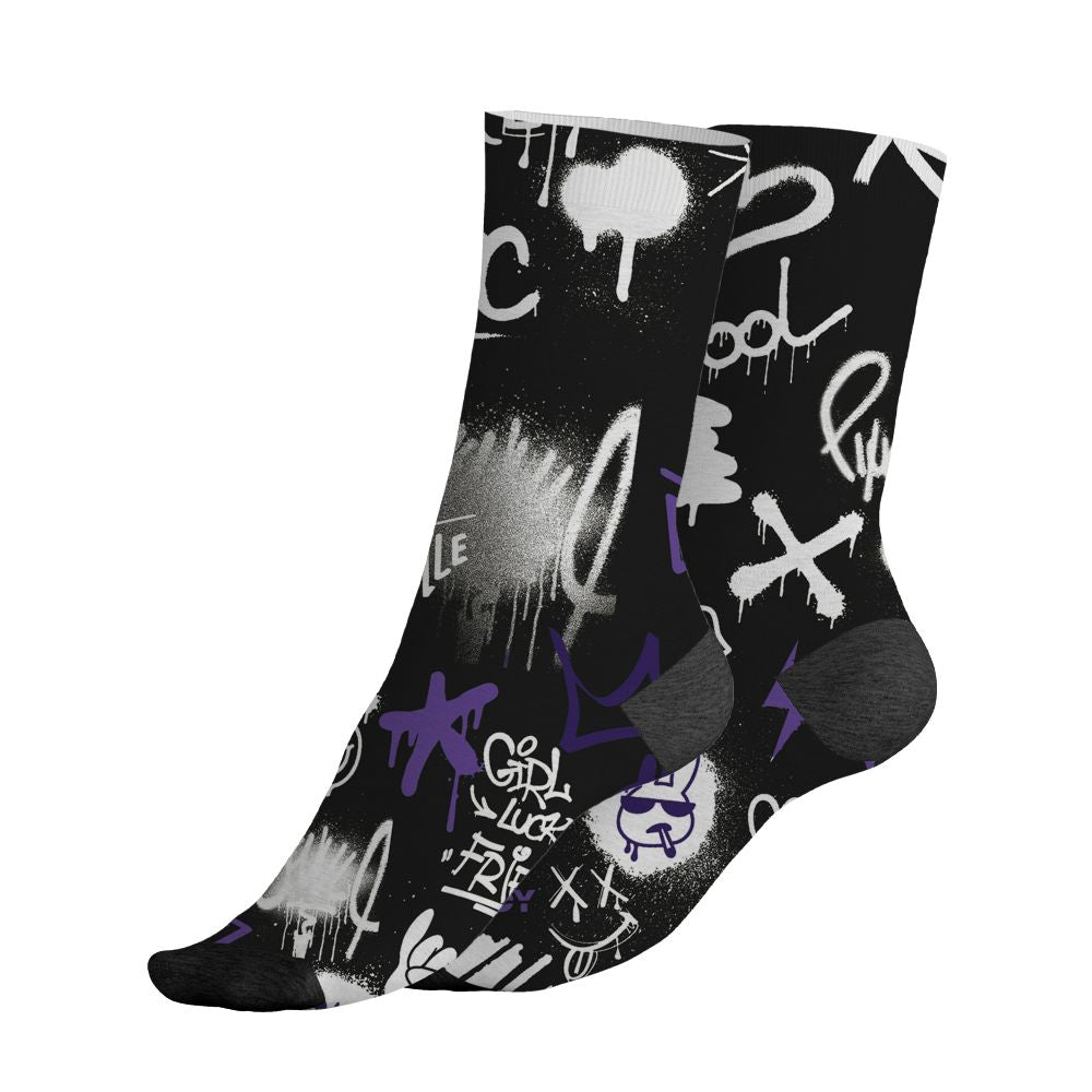 AM-CB-94-Black-Pure-Purple-NastyJamz-Socks-Match-Graffiti-King-All-Over-Print-Doodle-Style