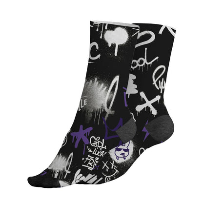 AM-CB-94-Black-Pure-Purple-NastyJamz-Socks-Match-Graffiti-King-All-Over-Print-Doodle-Style